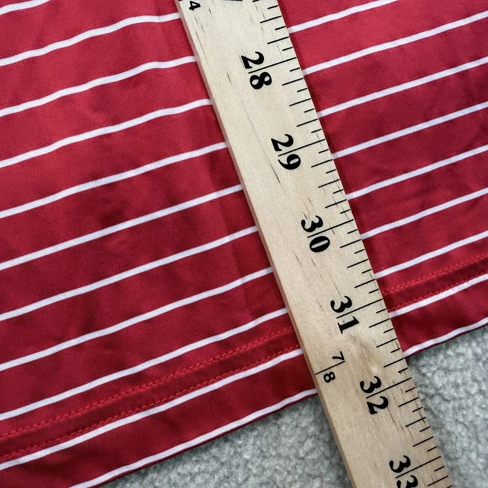 Ralph Lauren Mens Polo Shirt Red White Striped Classic Fit Golf Performance XL